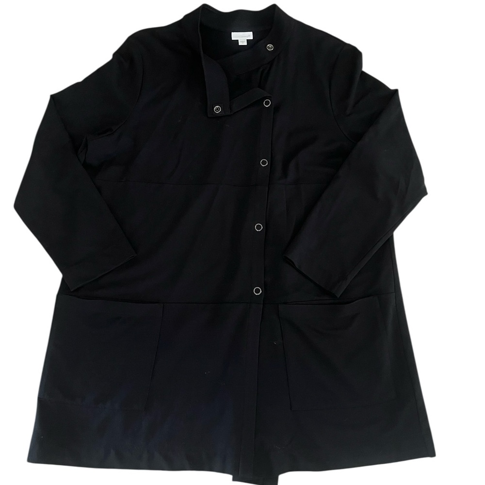 Pure Jill Asymmetrical Button Long Jersey Jacket Sweater Black Size XL